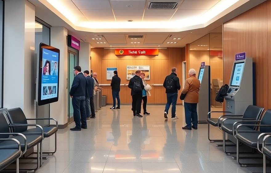 Ticket dispenser in the service hall